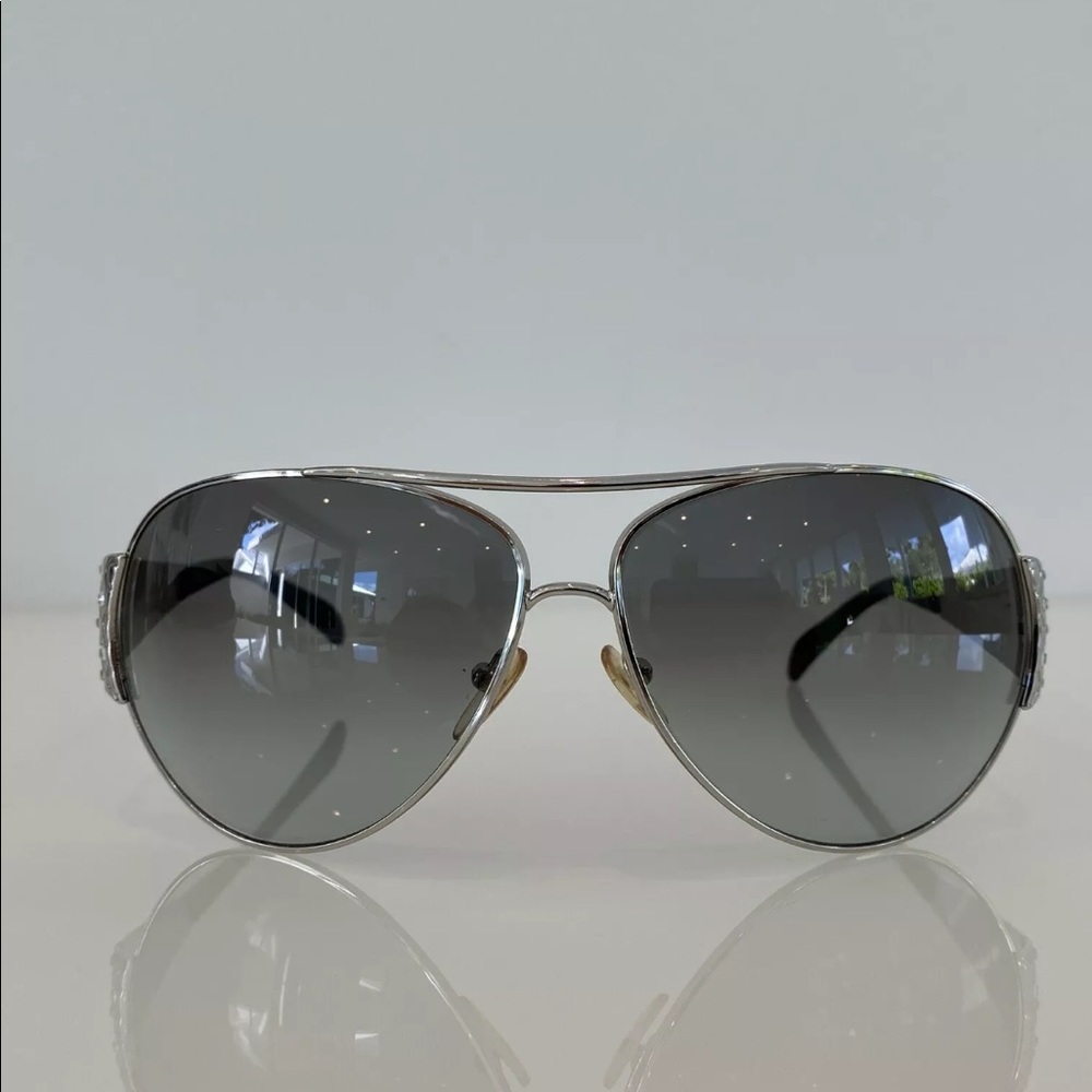 Prada Gray Gradient Silver Aviator Sunglasses - image 4